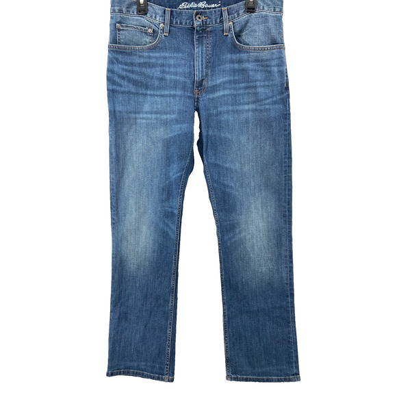Eddie Bauer Jeans Mens Sz 35x32 Straight Fit Blue Denim‎ Medium Wash Five Pocket - Picture 1 of 12